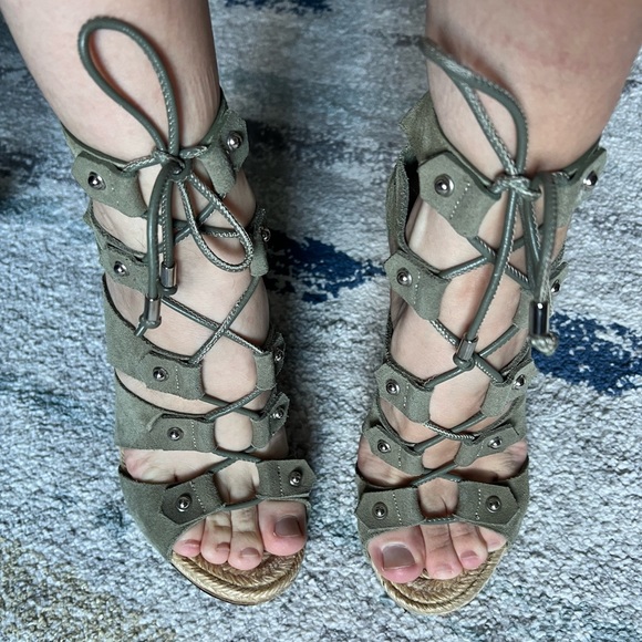 Gucci Suede Espadrille High Heel Sandals Authentic - Picture 6 of 15